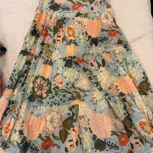 Floral Maxi Skirt - Blue and Pink